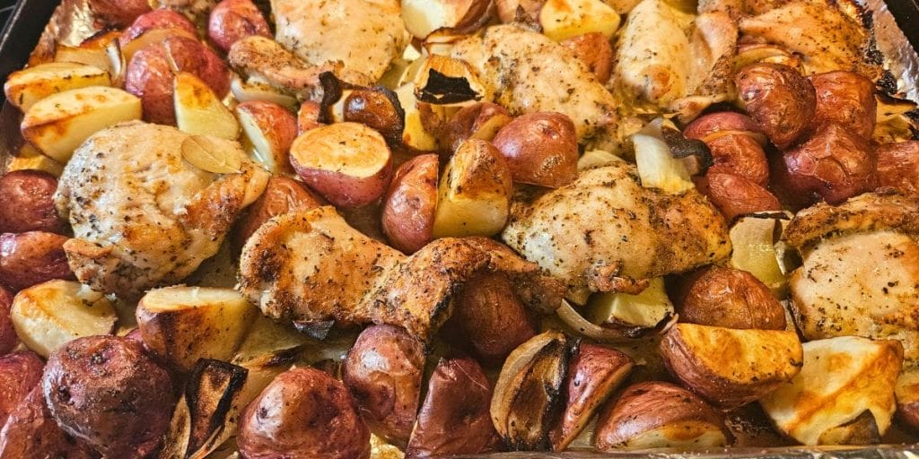 Easy 1 Pan Roasted Chicken and Potatoes